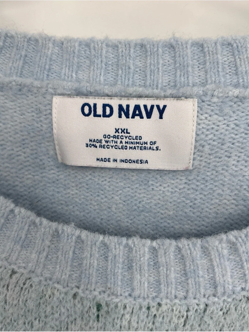 Sz XXL Old Navy Light Blue Scenic Forest Christmas vibes Crewneck Sweater used - Picture 2 of 15